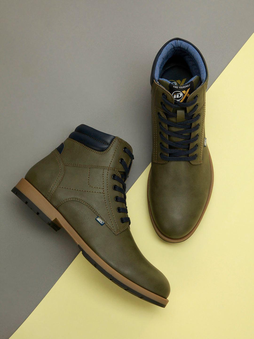id men olive green casual boot shoes