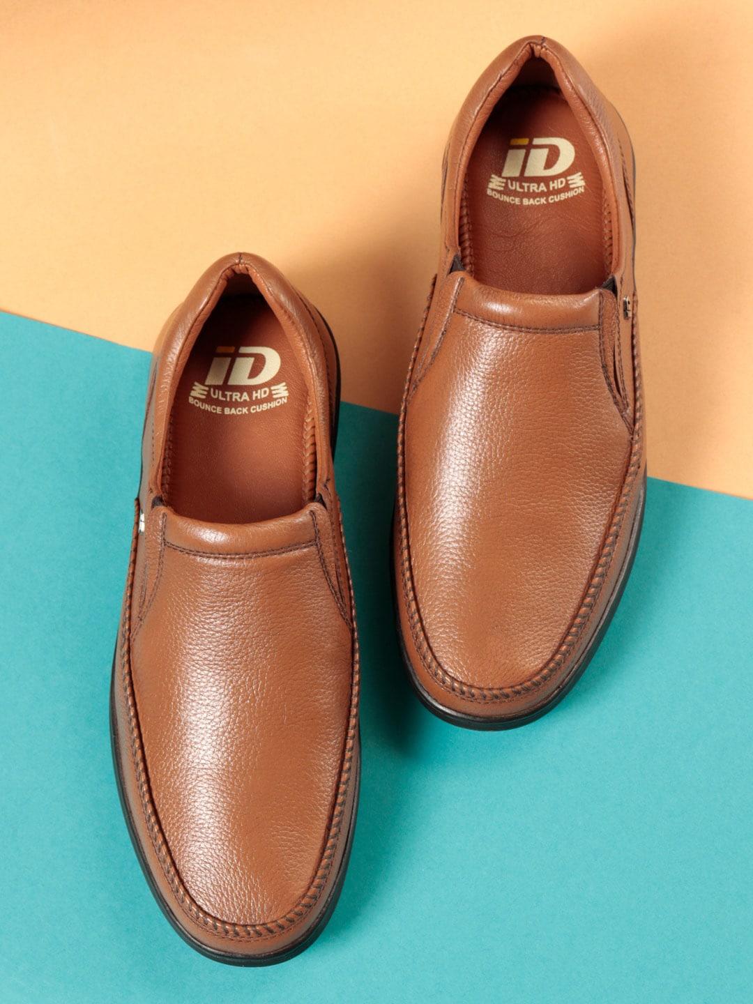 id men tan textured leather formal loafer