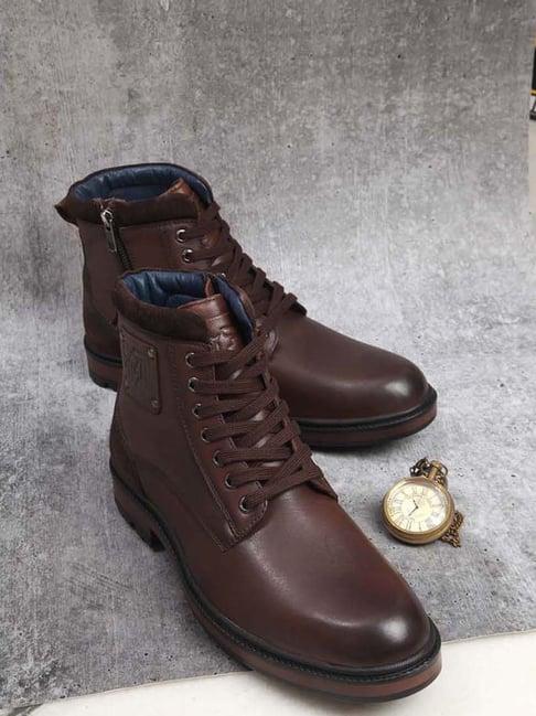 id men's regular brown derby boots