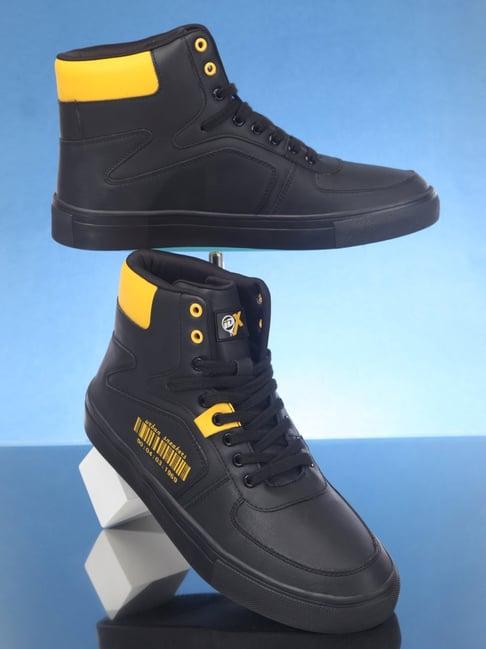 id men's black ankle high sneakers