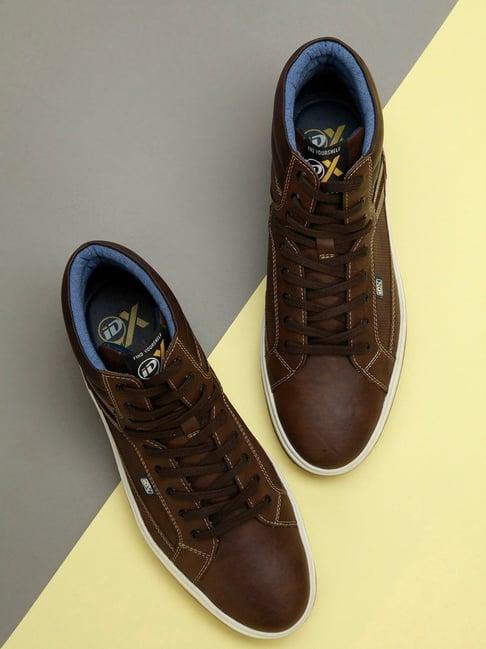 id men's brown ankle high sneakers