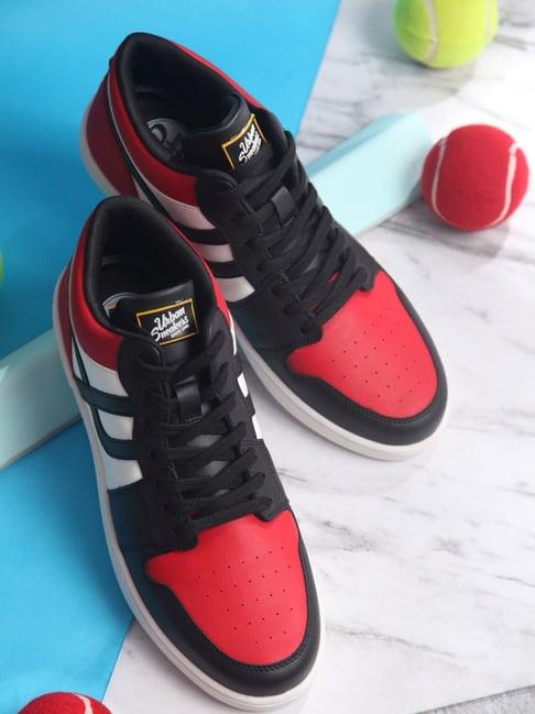 id men's red ankle high sneakers