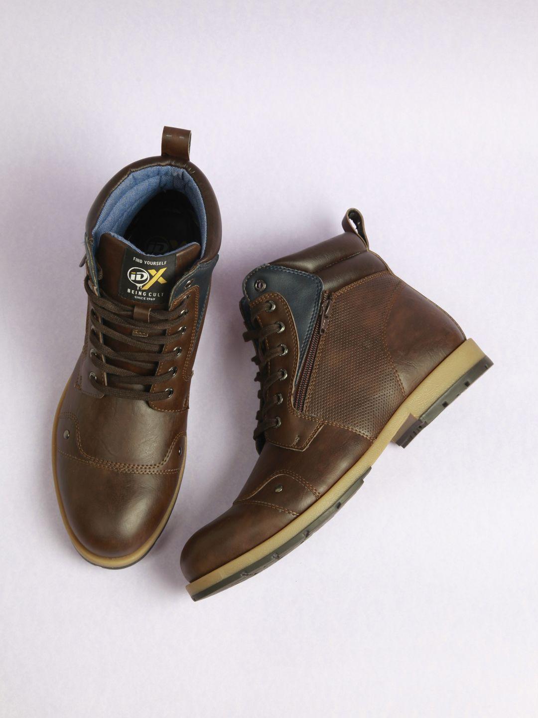 id men brown solid flat boots