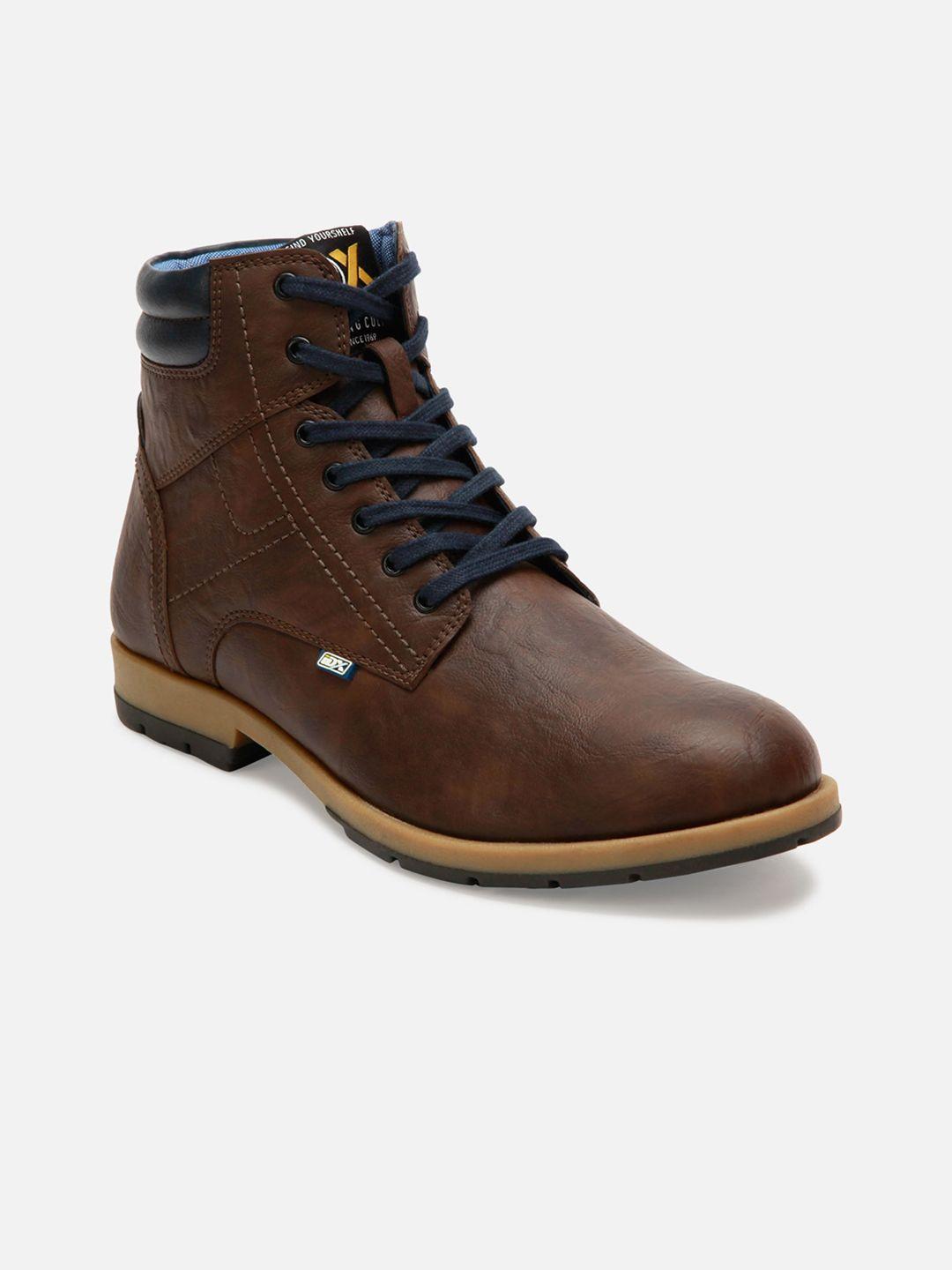 id men brown textured flat boots