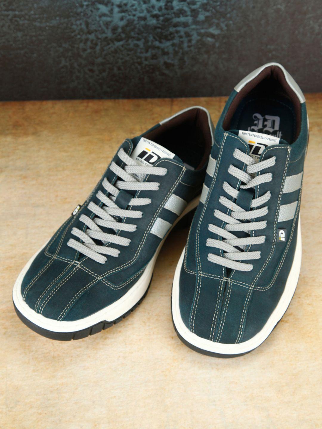 id men green colourblocked leather sneakers