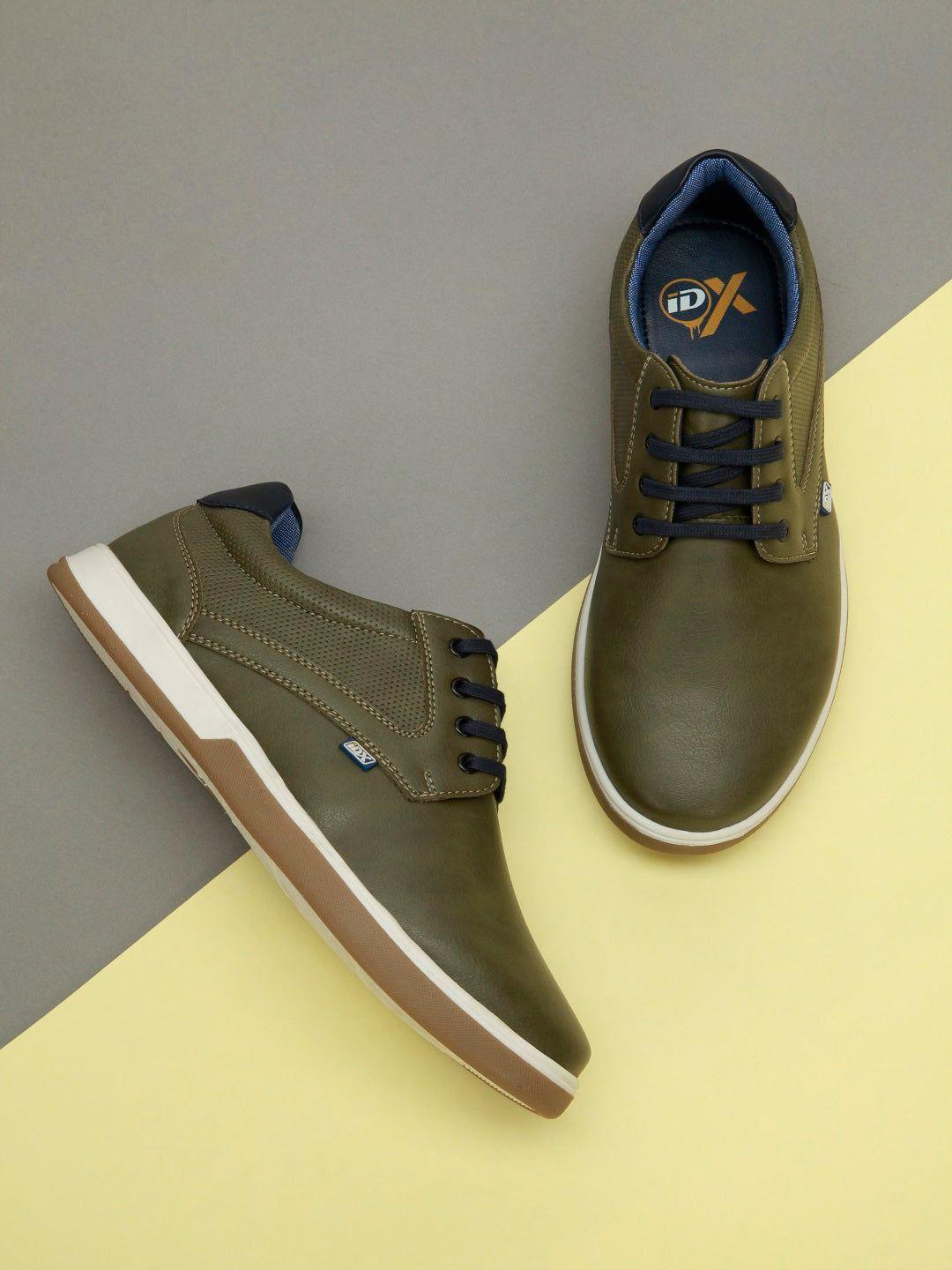 id men olive green lace up casual shoes