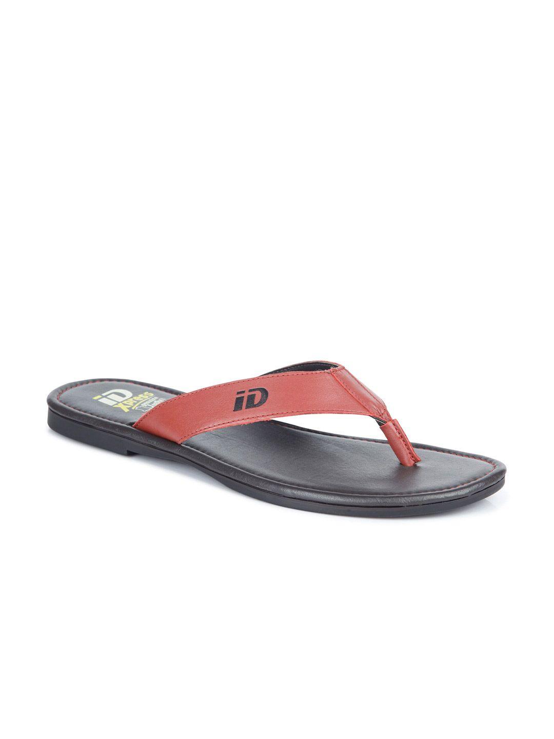 id men red & black leather comfort thong  sandals