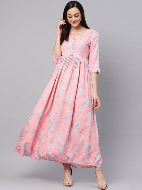 idalia baby pink printed a line kurta