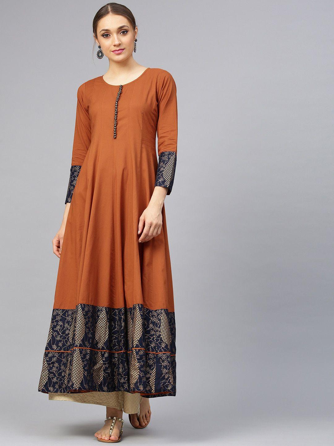 idalia ethnic motifs printed a-line pure cotton kurta