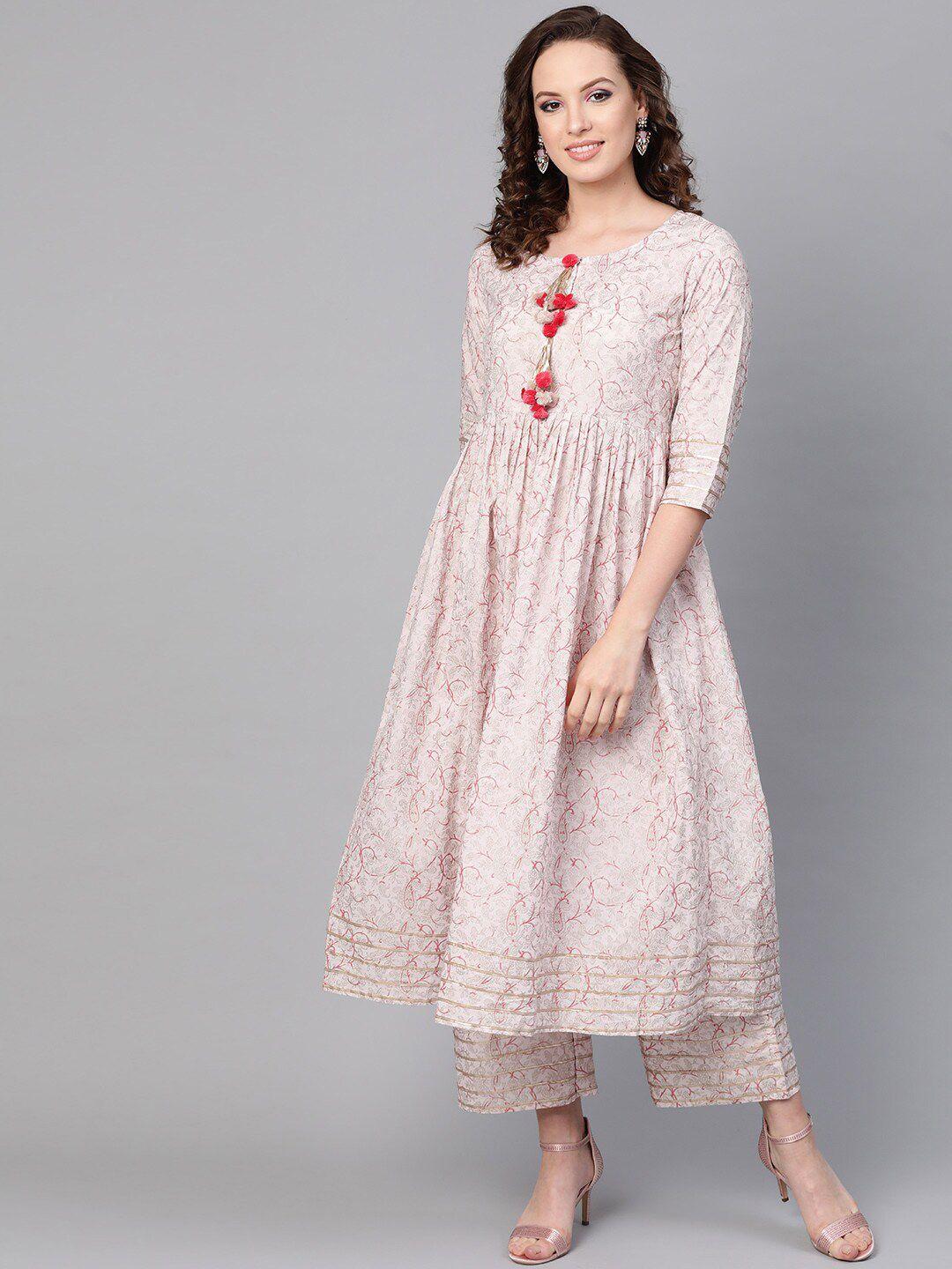 idalia ethnic motifs printed pure cotton a-line kurta with palazzos