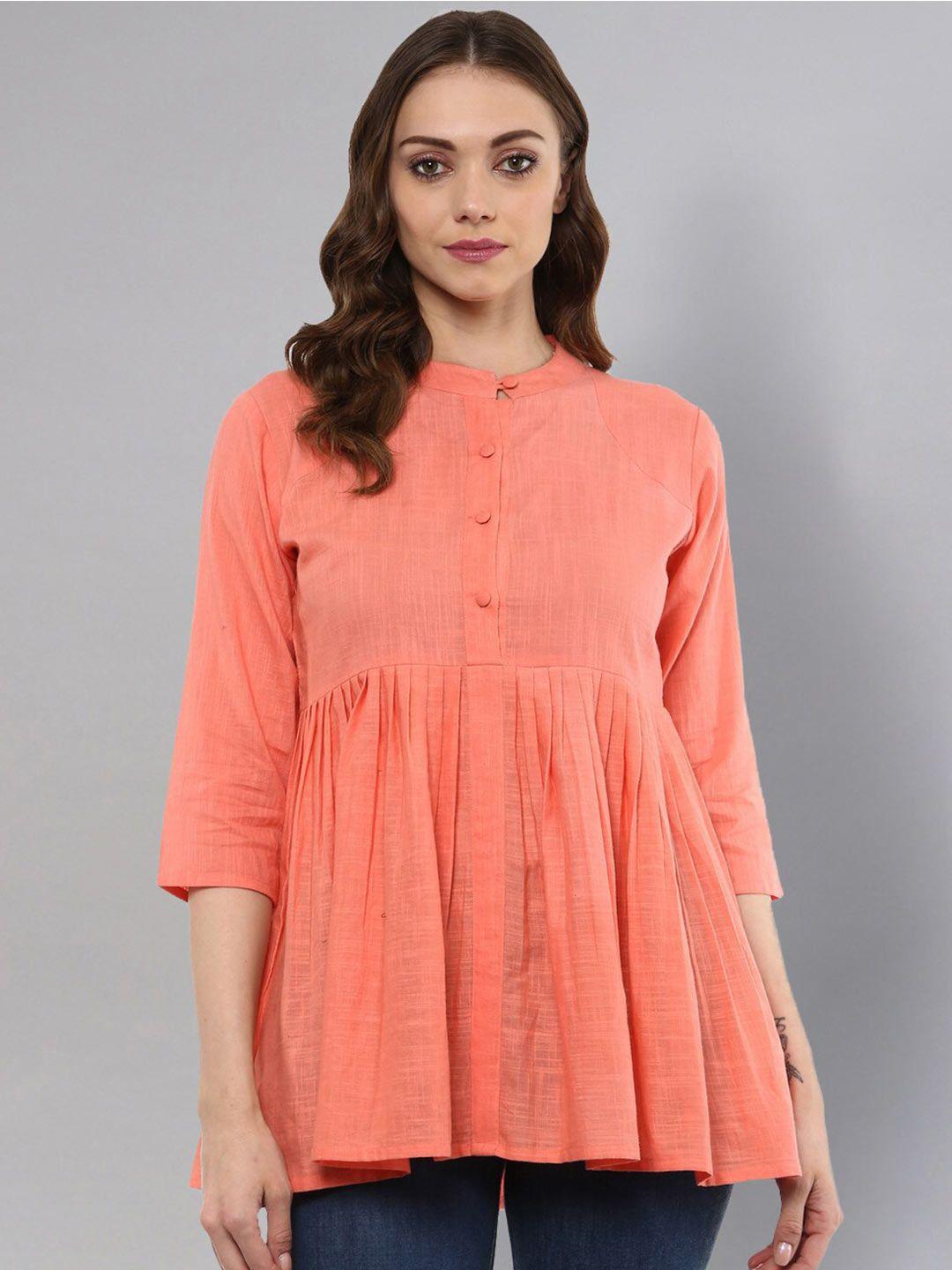 idalia mandarin collar longline cotton peplum top