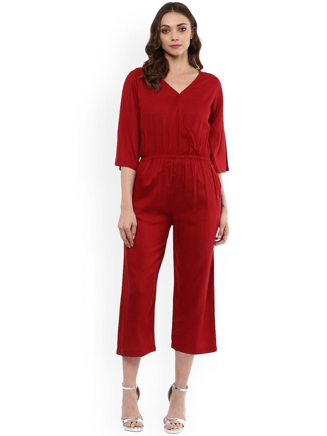 idalia maroon solid basic jumpsuit