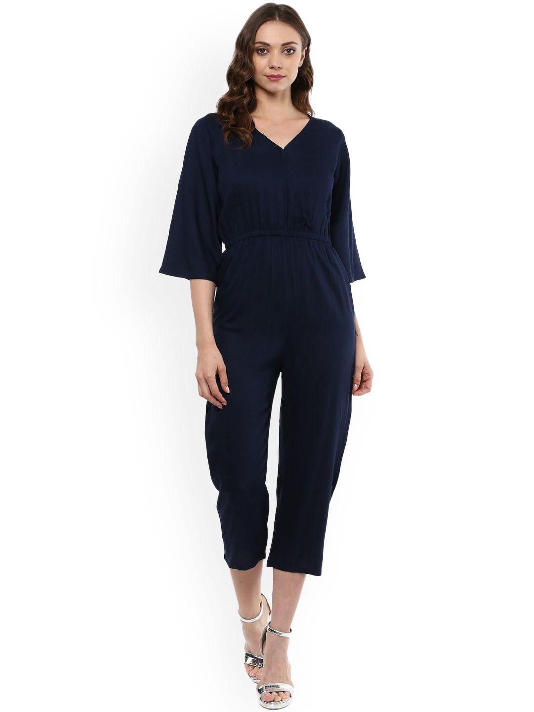 idalia navy blue solid basic jumpsuit