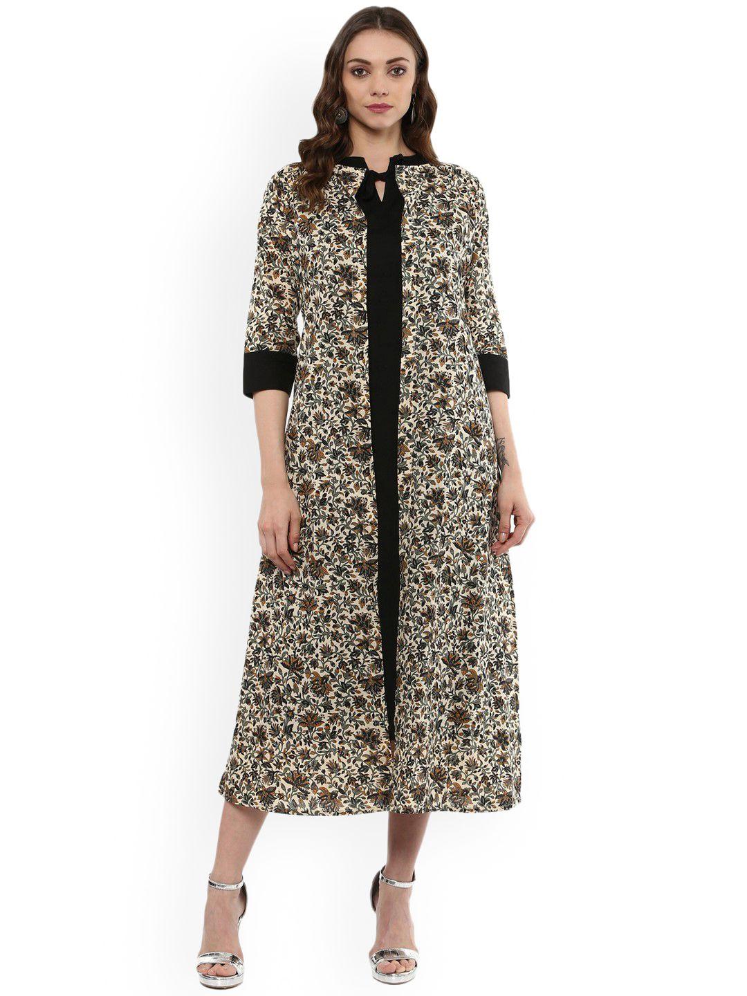 idalia women multicoloured printed a-line dress with shrug