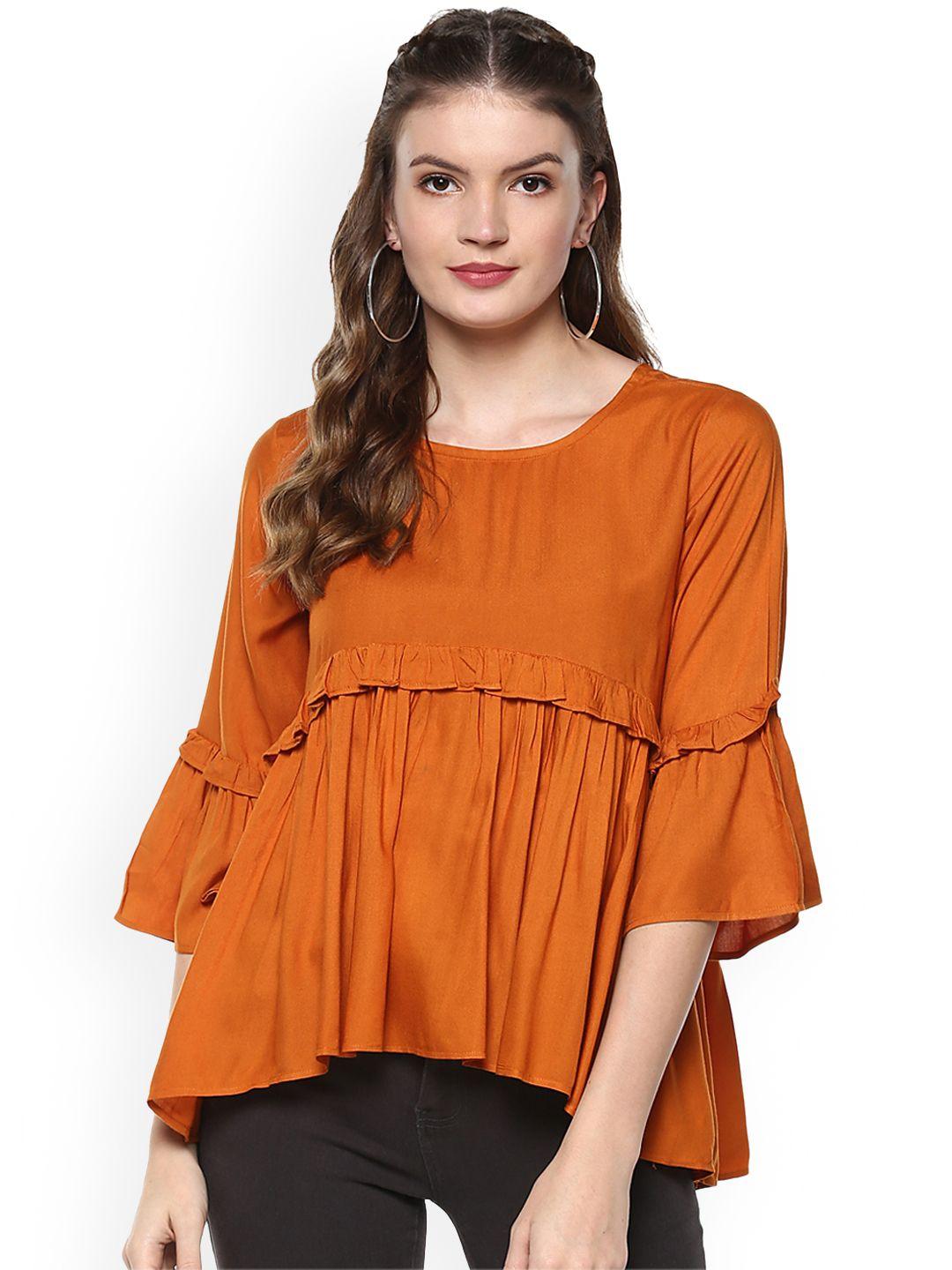 idalia women orange solid empire top