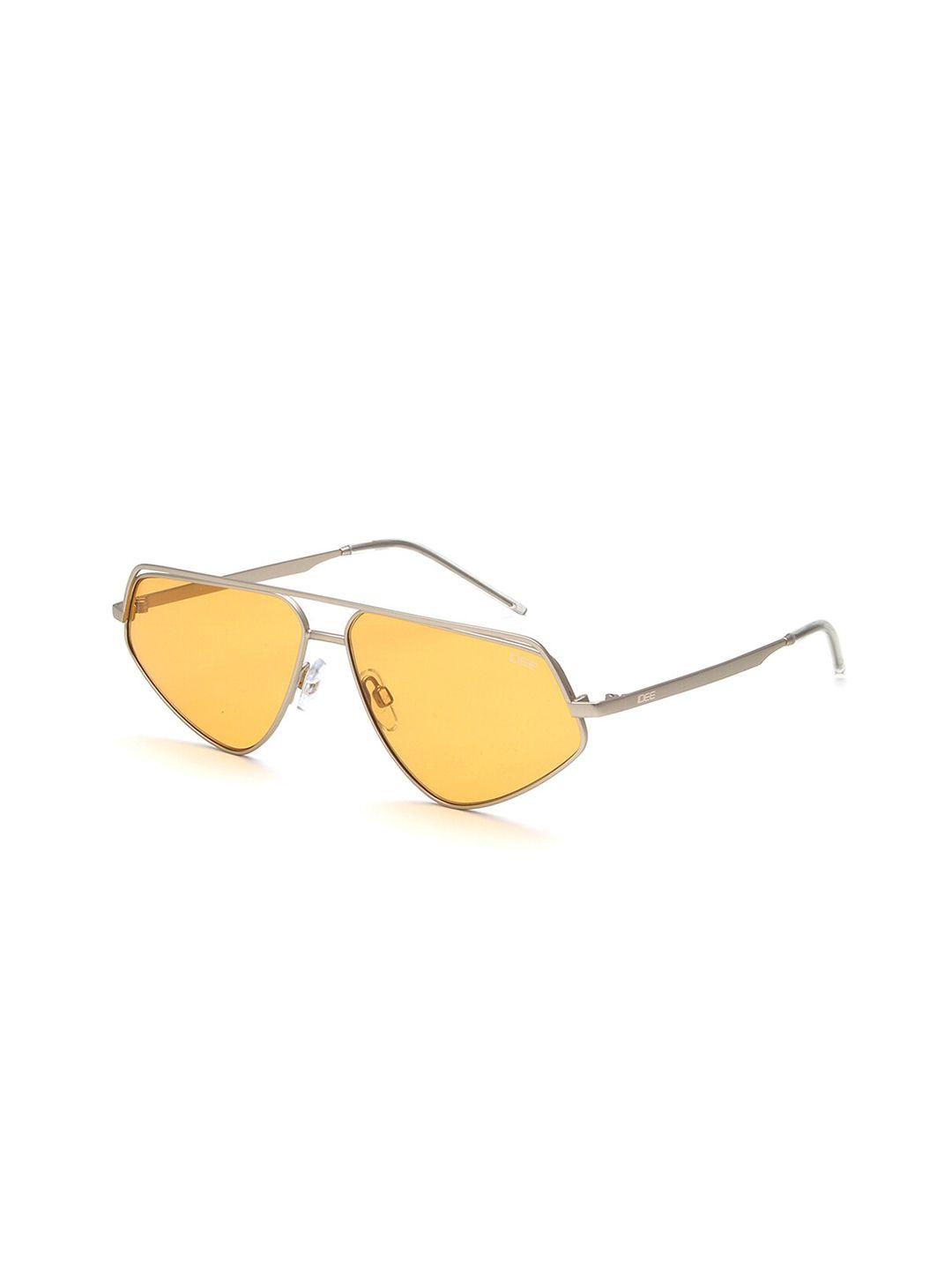 idee unisex yellow lens & silver-toned square sunglasses with uv protected lens