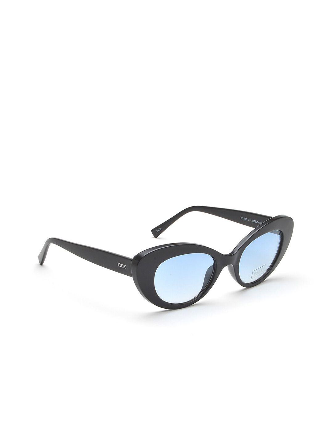 idee women blue lens & black cateye sunglasses ids2538c1sg-black