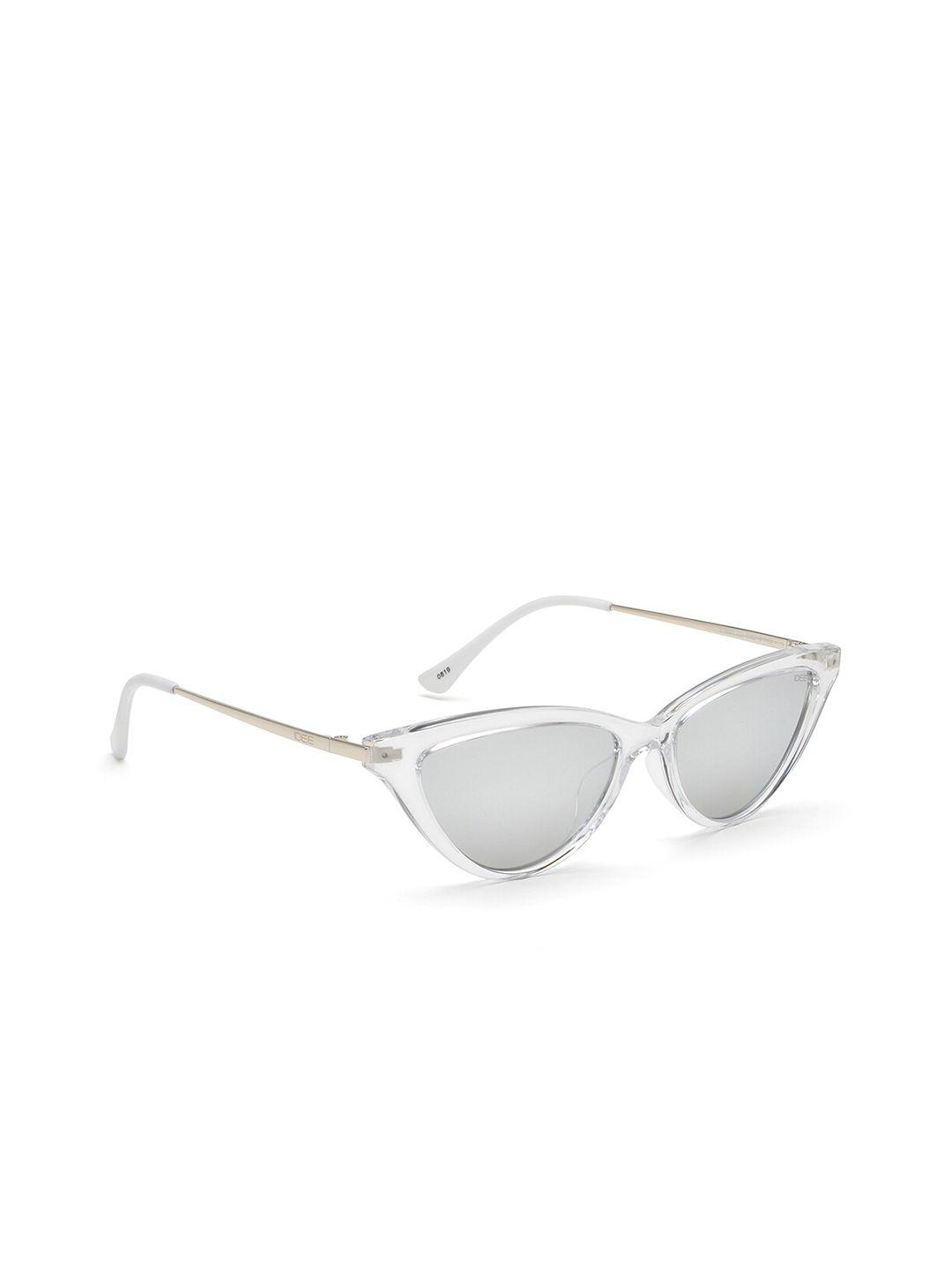 idee women grey lens & silver-toned cateye sunglasses ids2597c3sg
