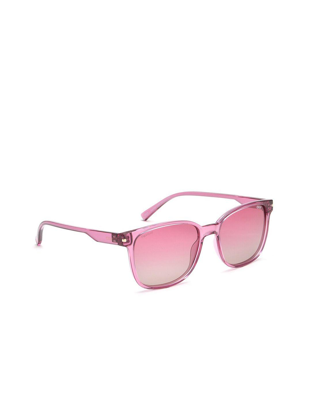 idee women pink lens square sunglasses with polarised lens