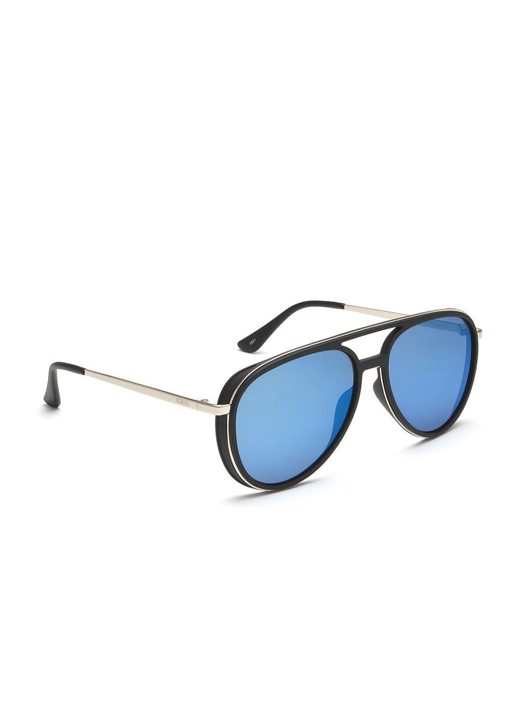idee men blue lens & black aviator sunglasses with uv protected lens ids2634c3sg