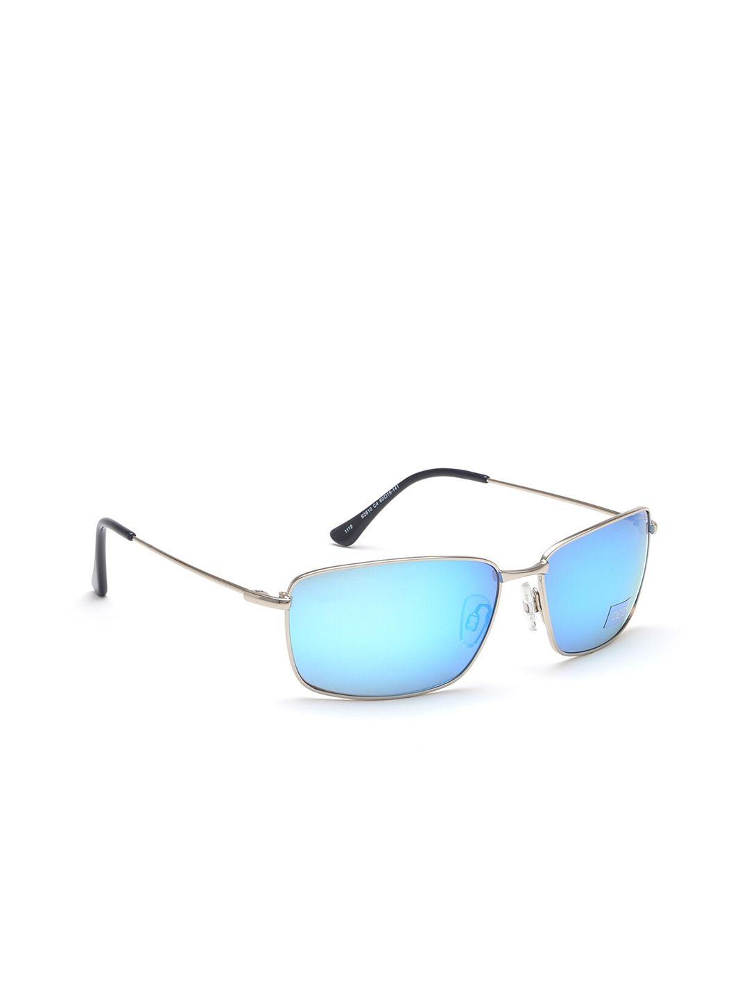 idee men blue lens & silver-toned polarised rectangle sunglasses ids2610c4sg