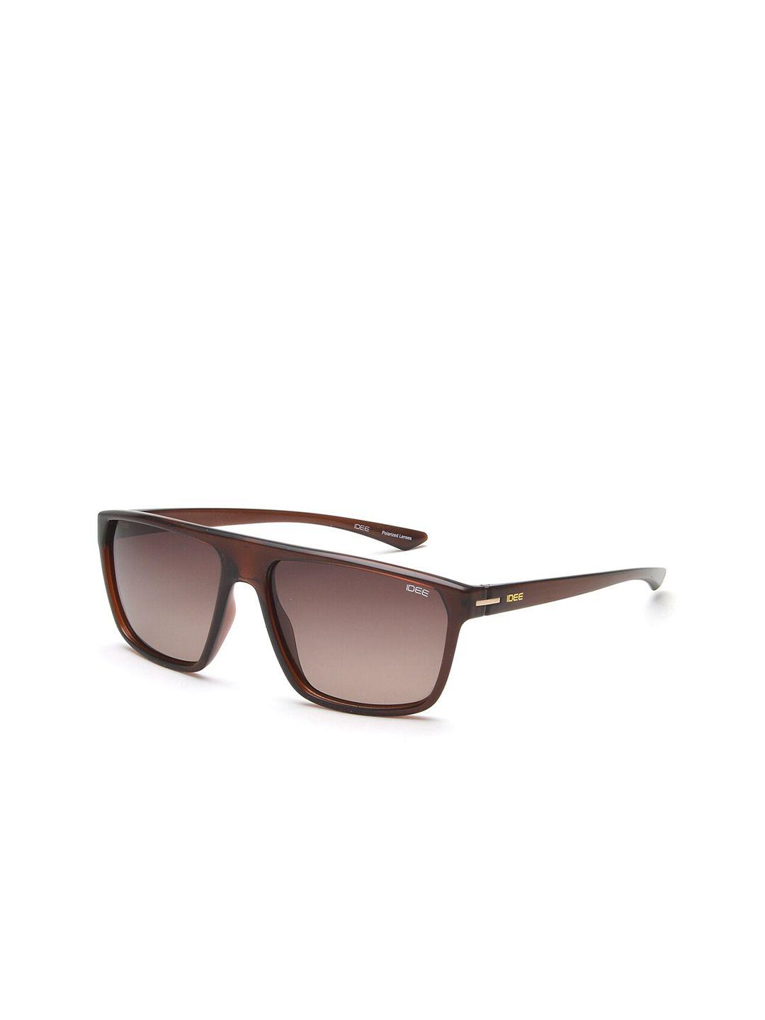 idee men brown lens & brown rectangle sunglasses with uv protected lens