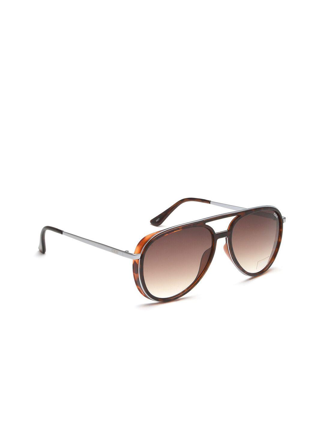 idee men brown lens & silver-toned aviator sunglasses with uv protected lens