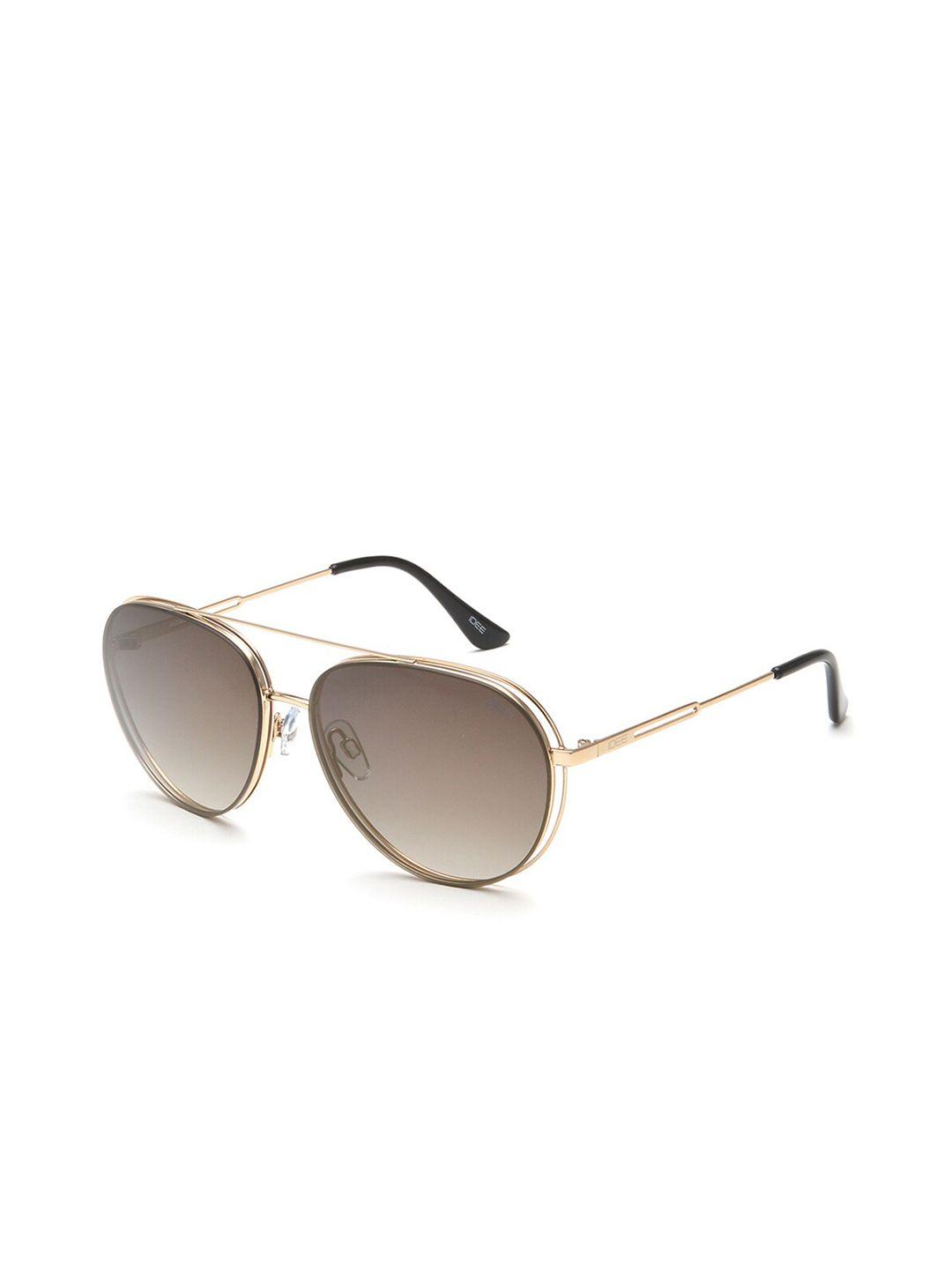 idee men green lens & gold-toned aviator sunglasses with uv protected lens