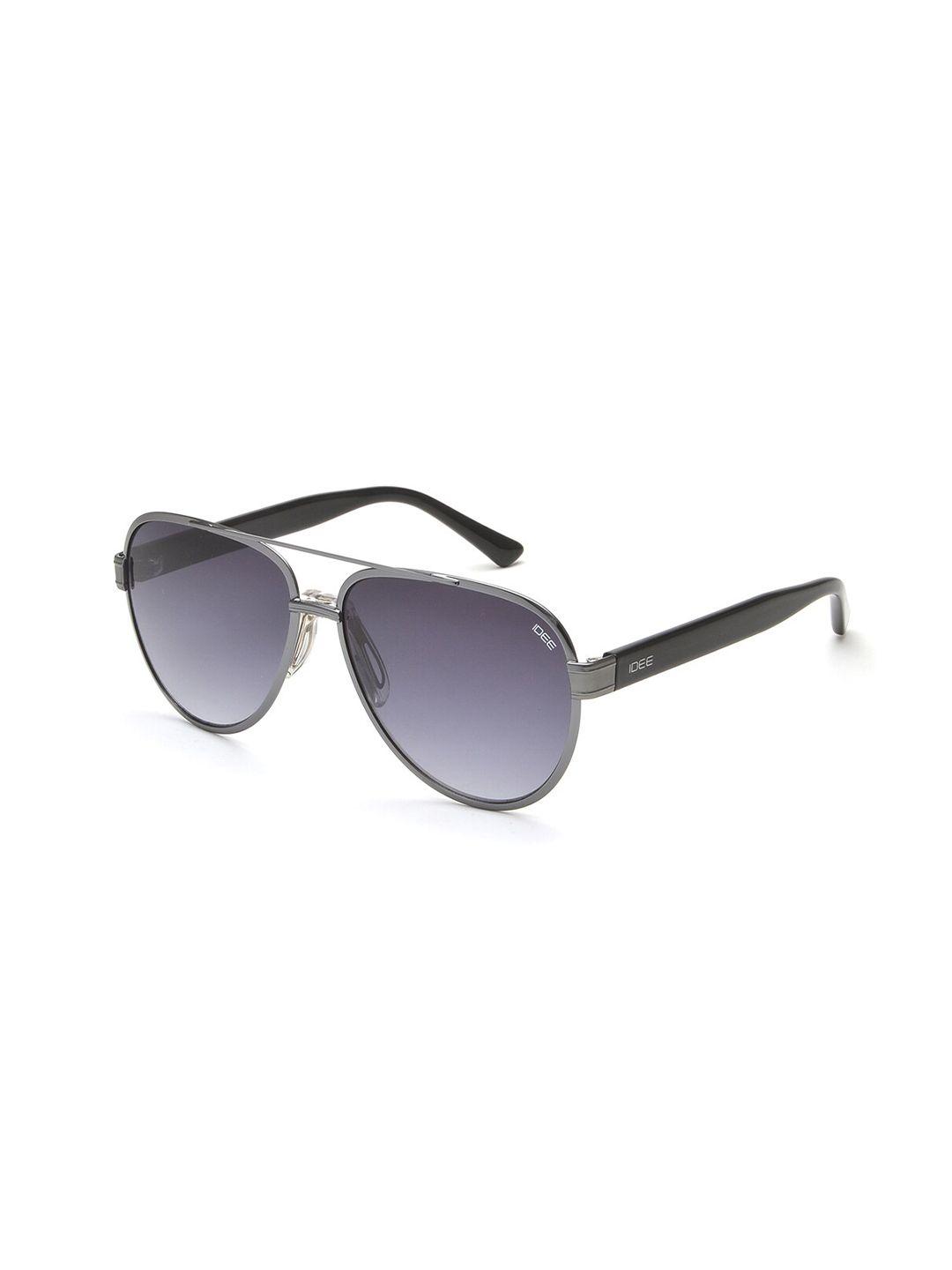 idee men grey lens & gunmetal-toned aviator sunglasses with uv protected lens