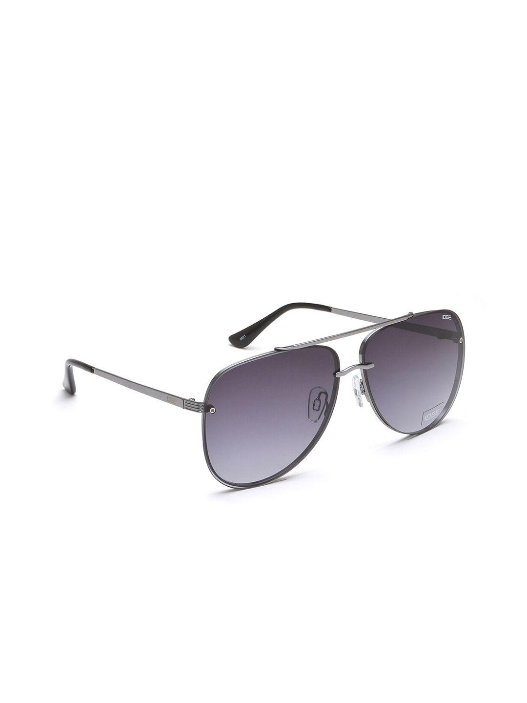 idee men grey lens & silver-toned aviator sunglasses with uv protected lens ids2765c2sg