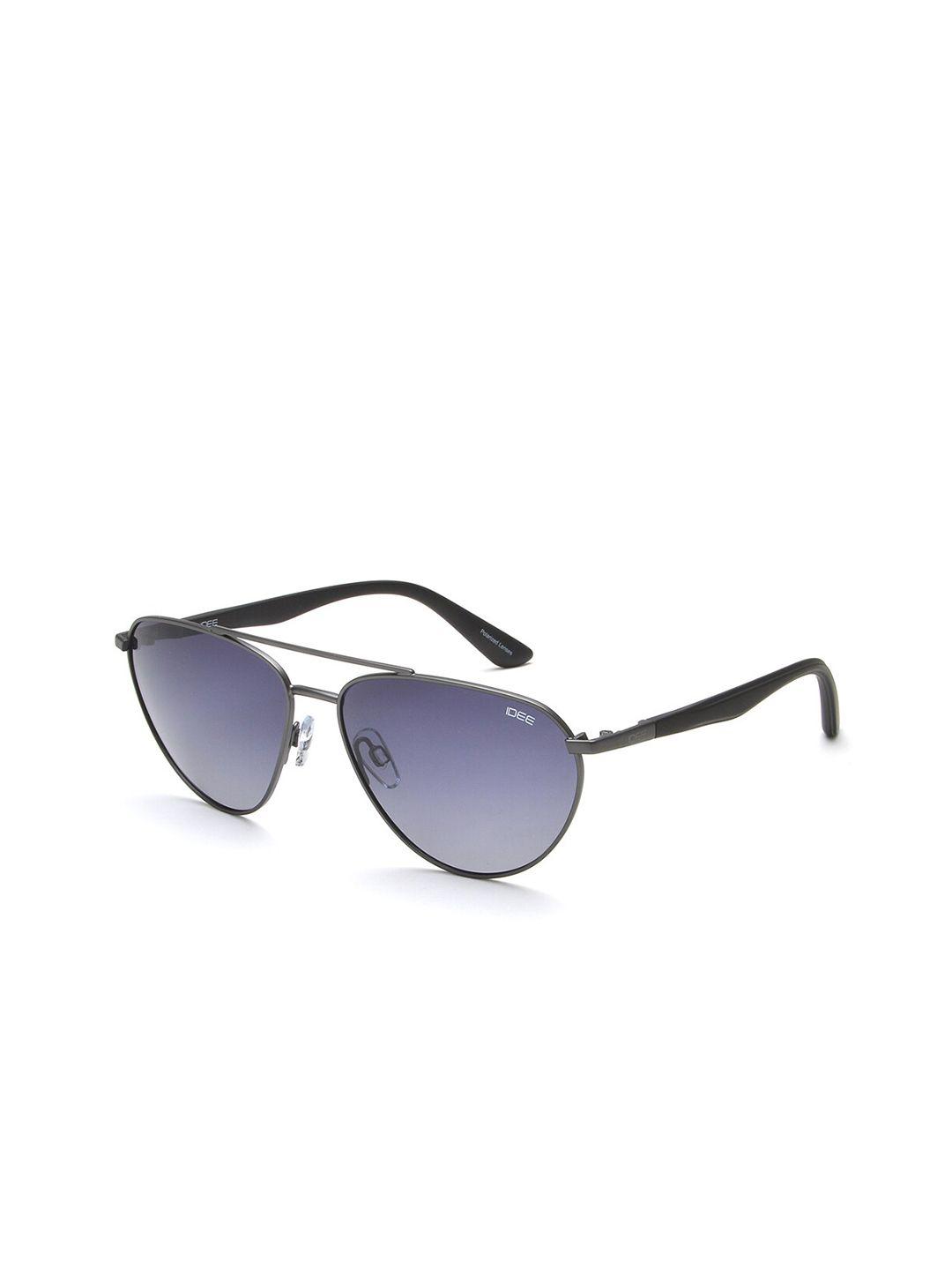 idee men grey lens & silver-toned aviator sunglasses with uv protected lens