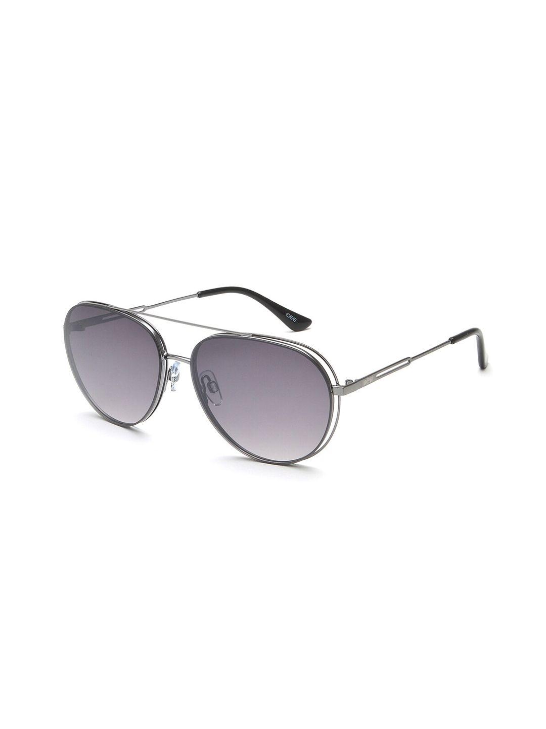 idee men grey lens & silver-toned aviator sunglasses with uv protected lens