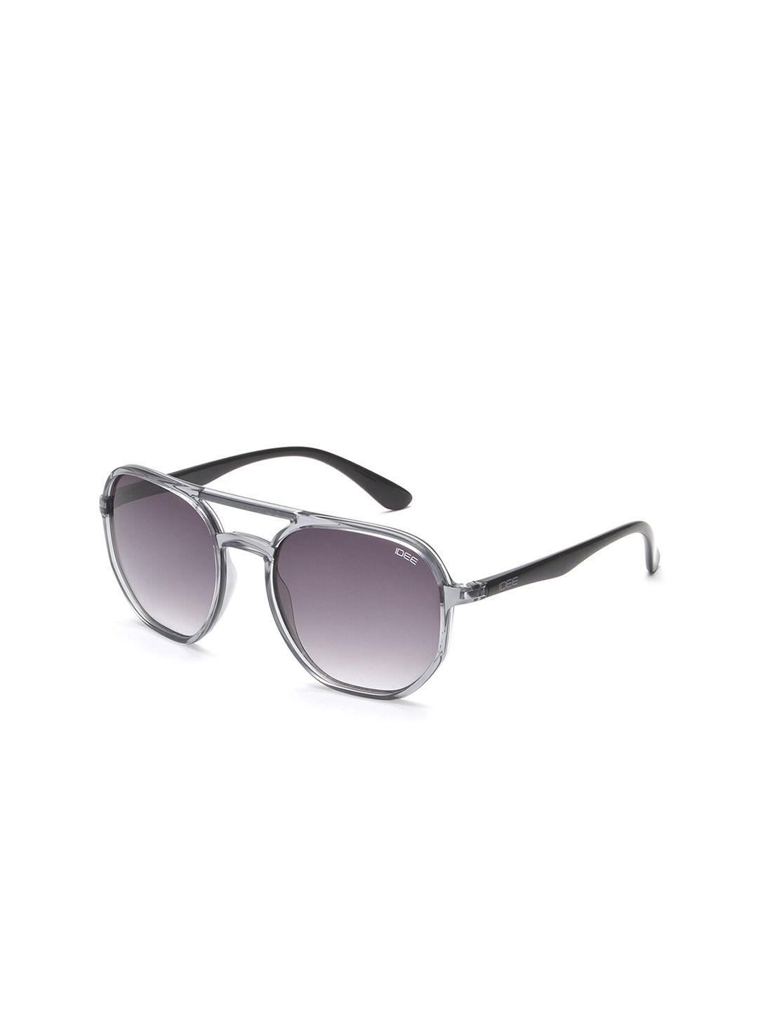 idee men purple lens & silver-toned square sunglasses with uv protected lens