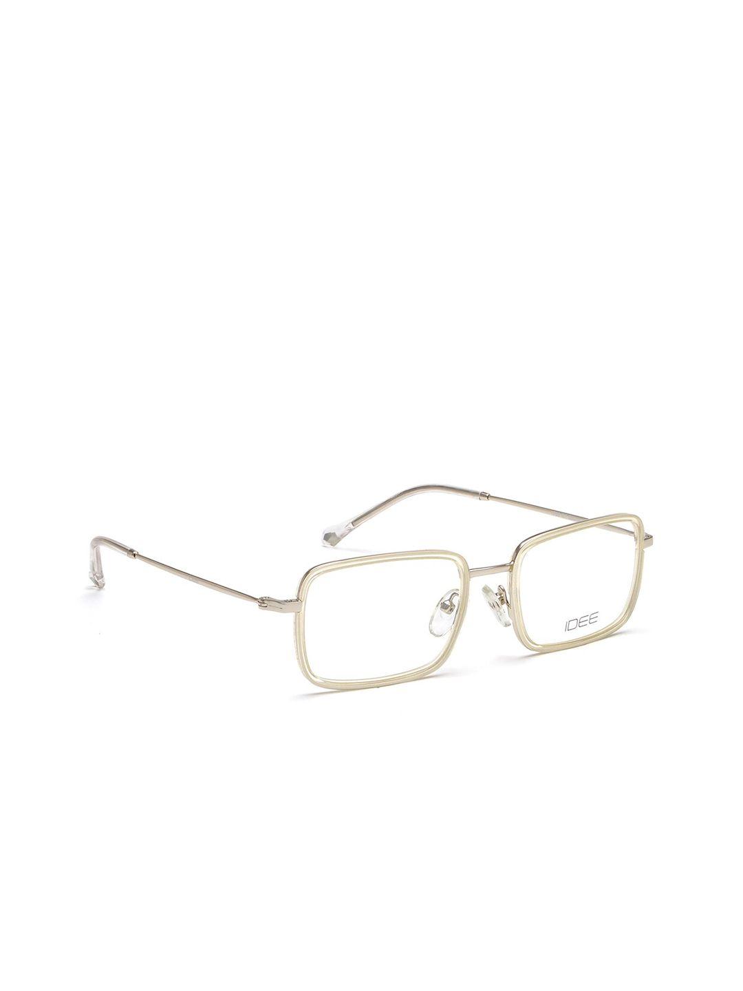 idee men white & silver-toned solid full rim rectangle frames