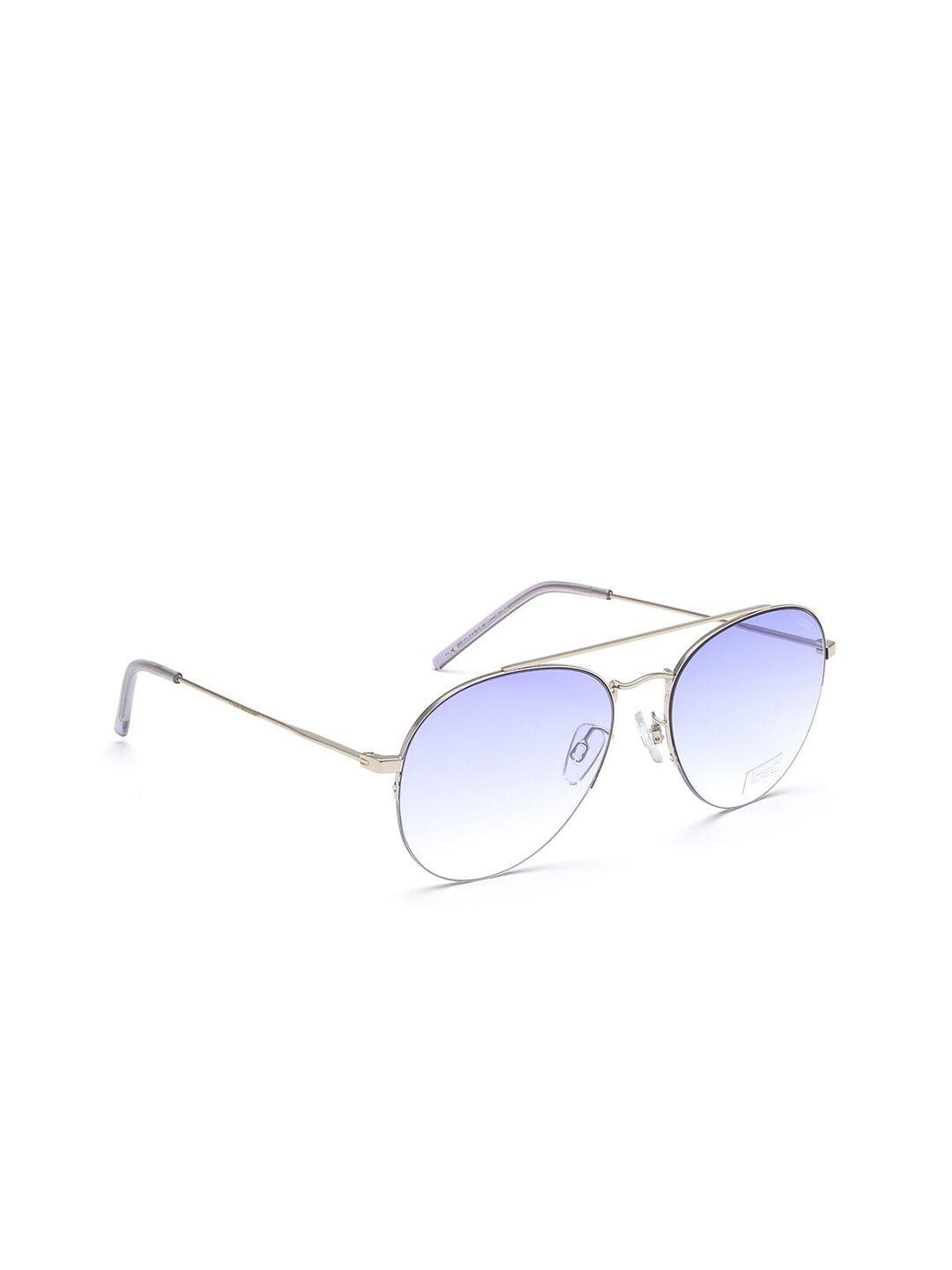 idee unisex blue lens & silver-toned aviator sunglasses ids2623c4sg