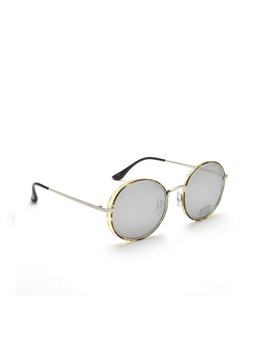 idee unisex grey lens & silver-toned round sunglasses with polarised lens ids2654c3sg