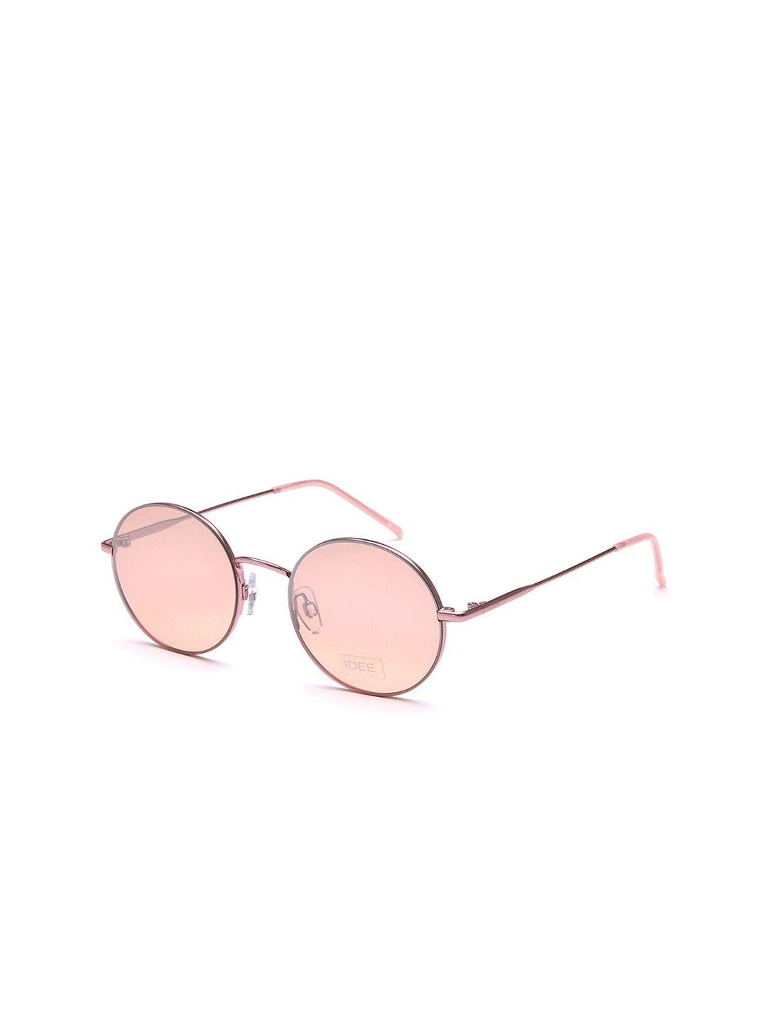 idee unisex orange lens & rose gold-toned round sunglasses with uv protected lens