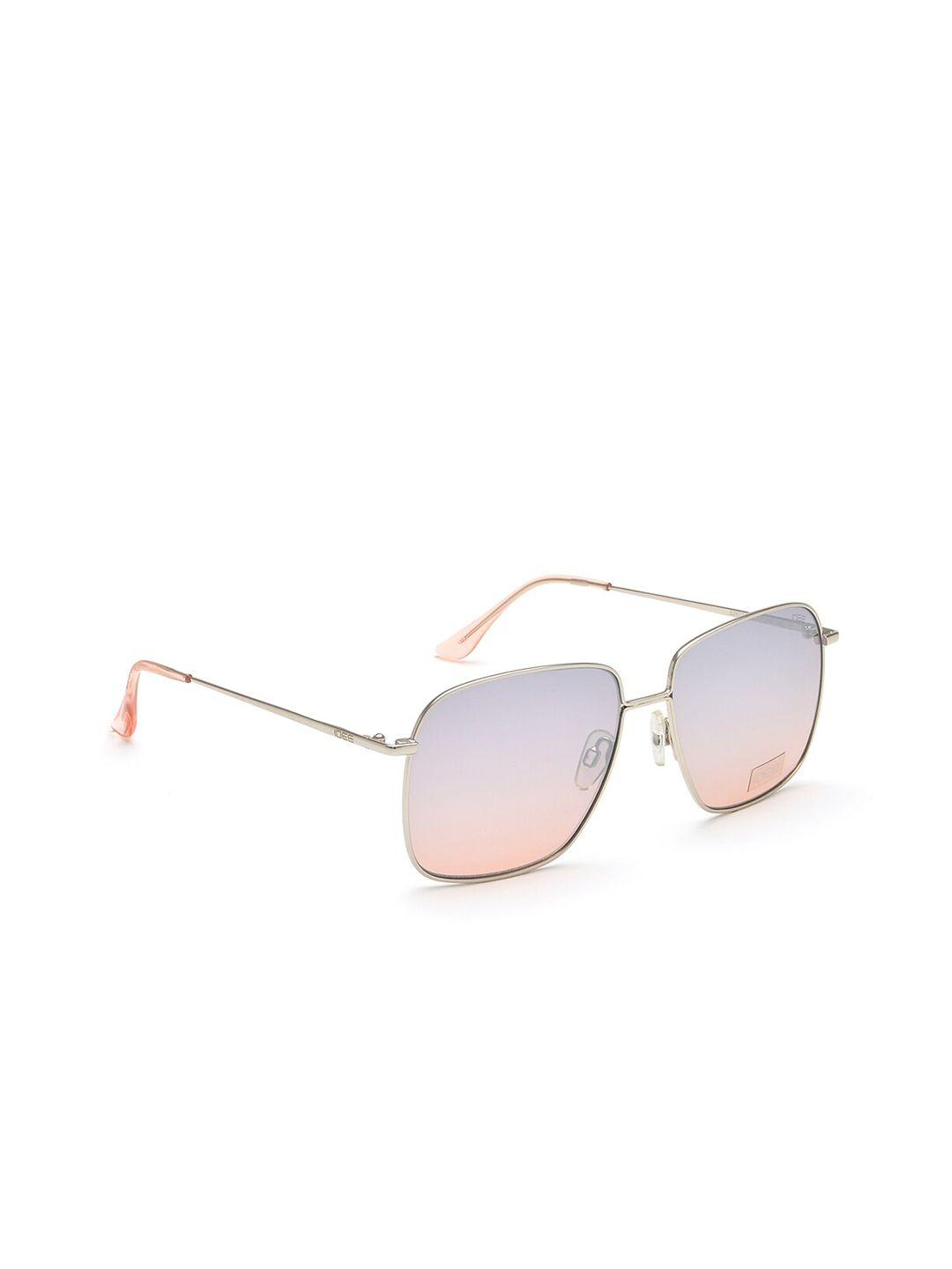 idee unisex orange lens & silver-toned square sunglasses