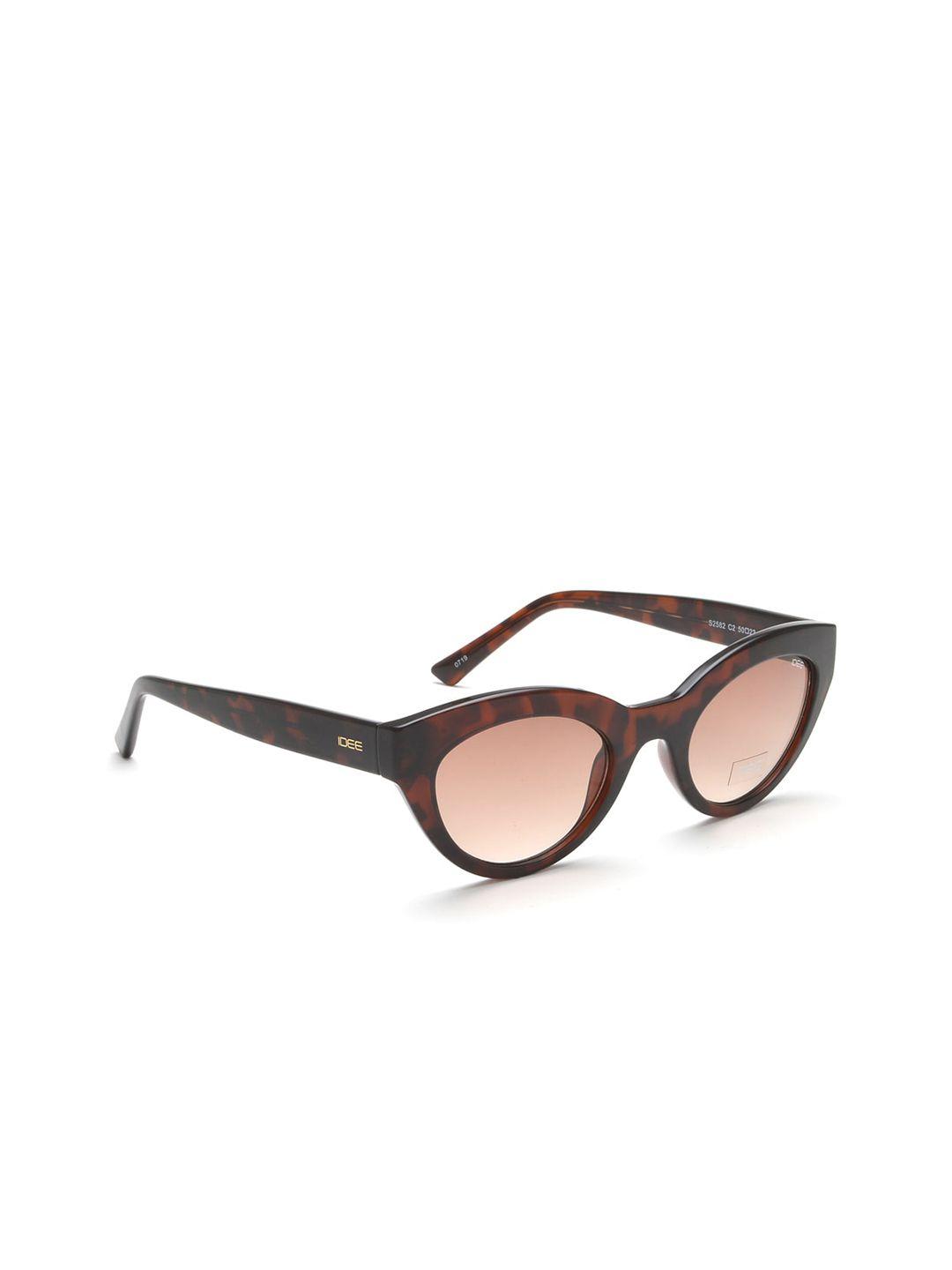 idee women orange lens & brown cateye sunglasses with polarised lens ids2582c2sg