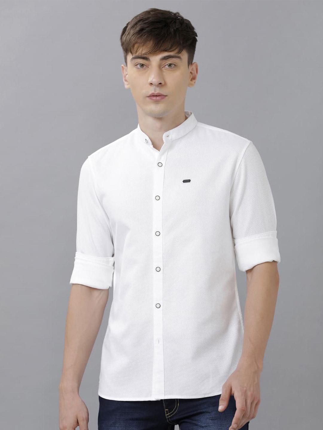 identiti slim fit mandarin collar casual cotton shirt