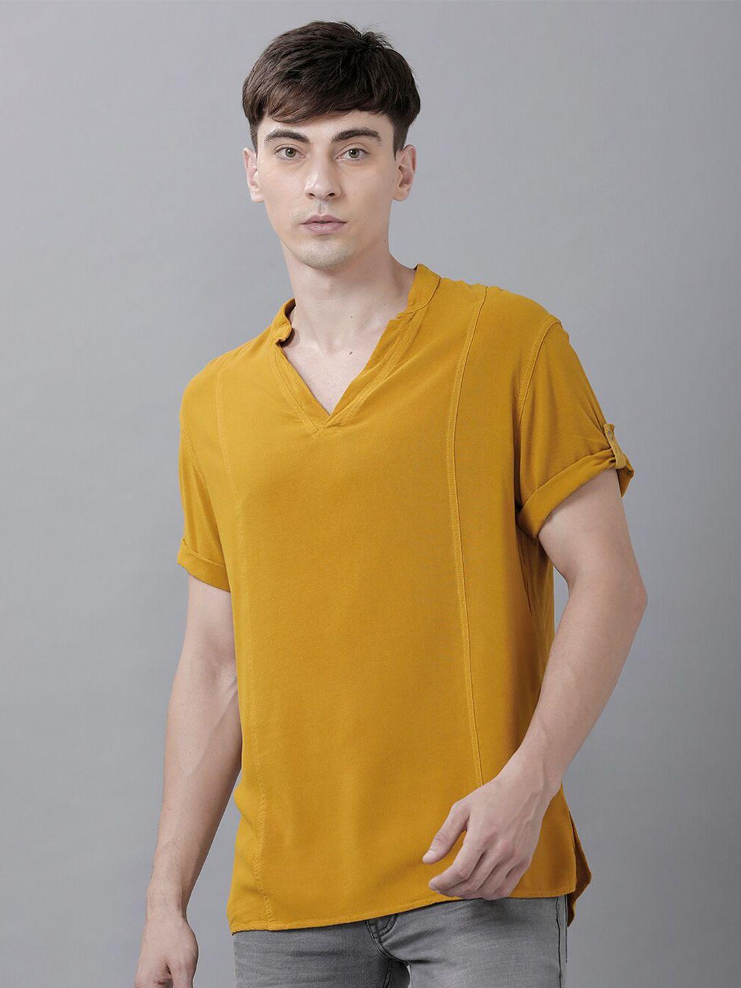 identiti men mustard comfort casual shirt