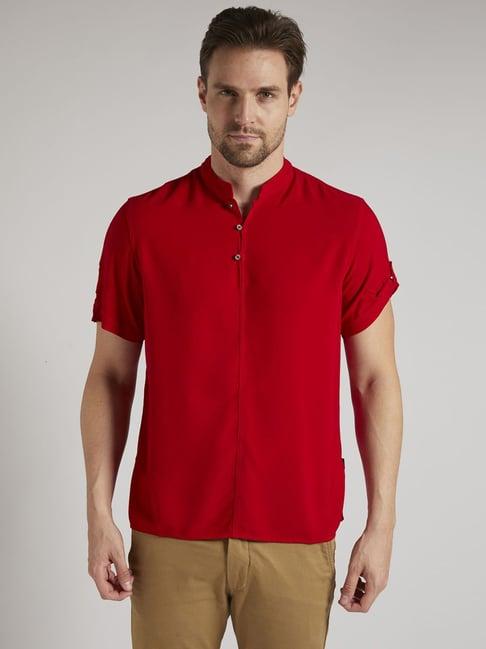 identiti red tapered fit short kurta