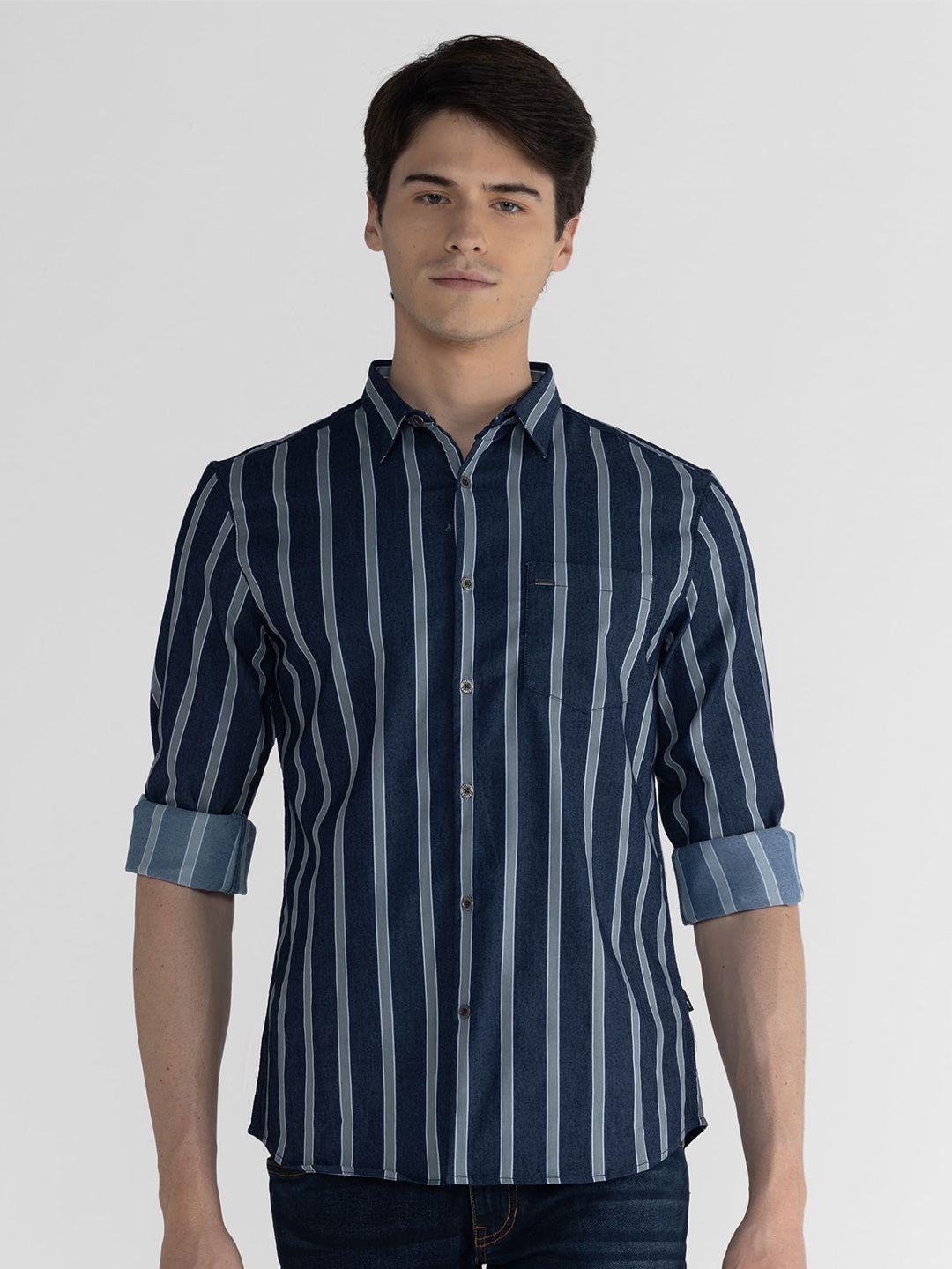 identiti vertical striped slim fit casual shirt