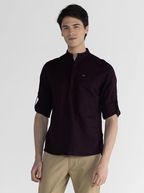 identiti wine slim fit short kurta