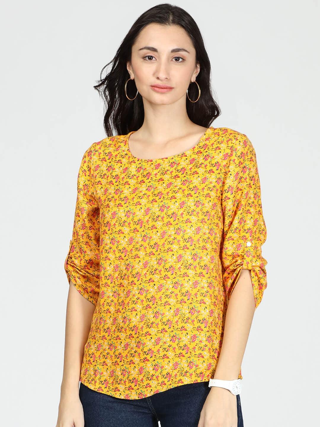 idk yellow floral print top