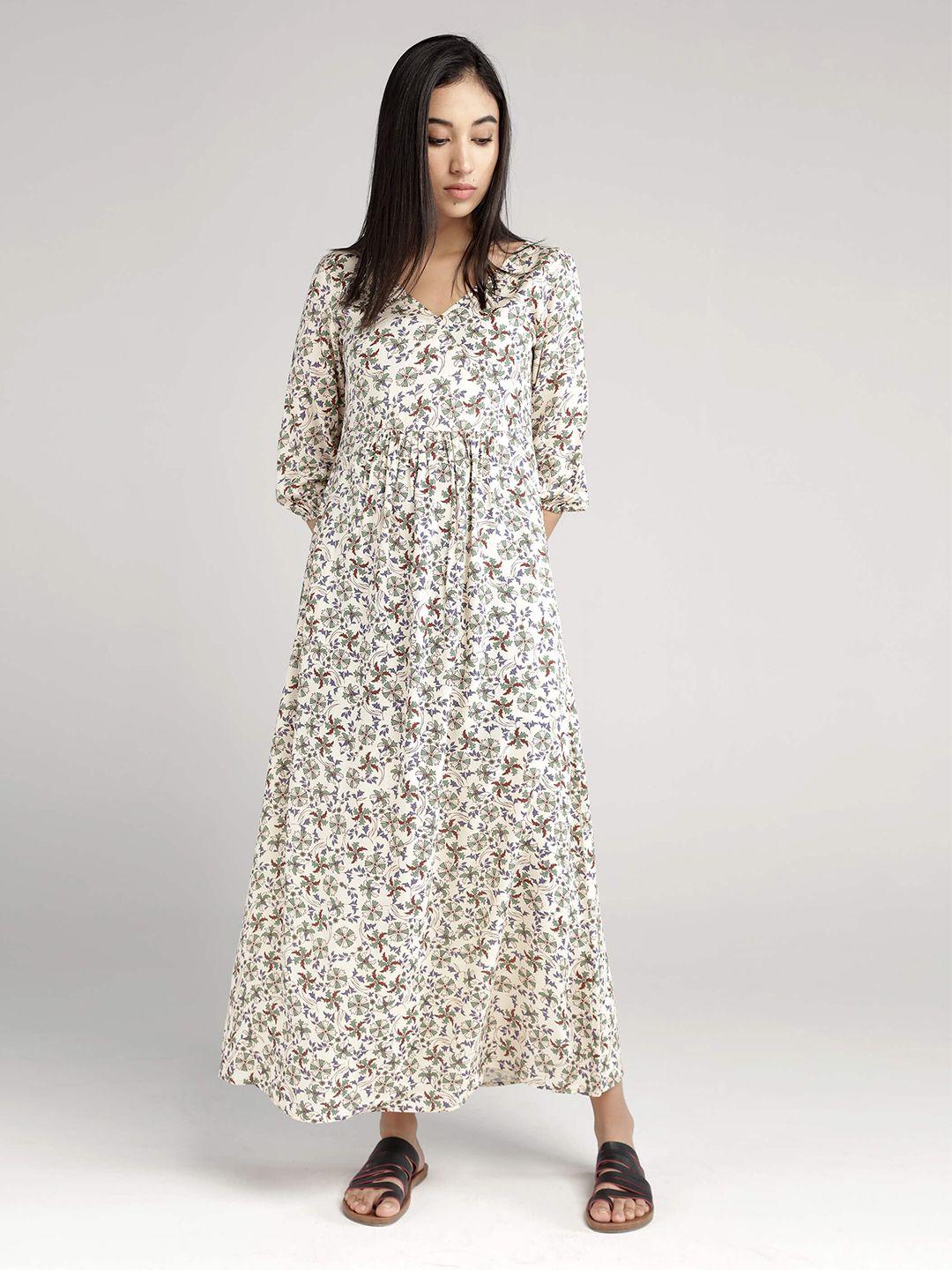 idk cream-coloured floral maxi dress