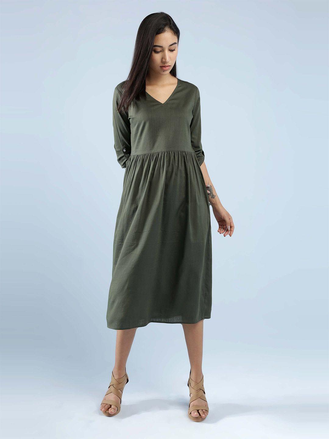 idk olive green midi dress