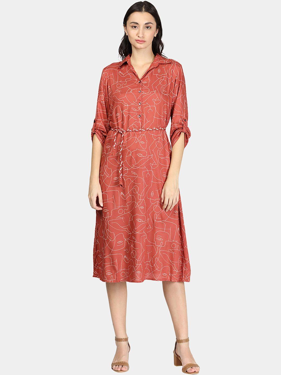 idk rust a-line midi dress