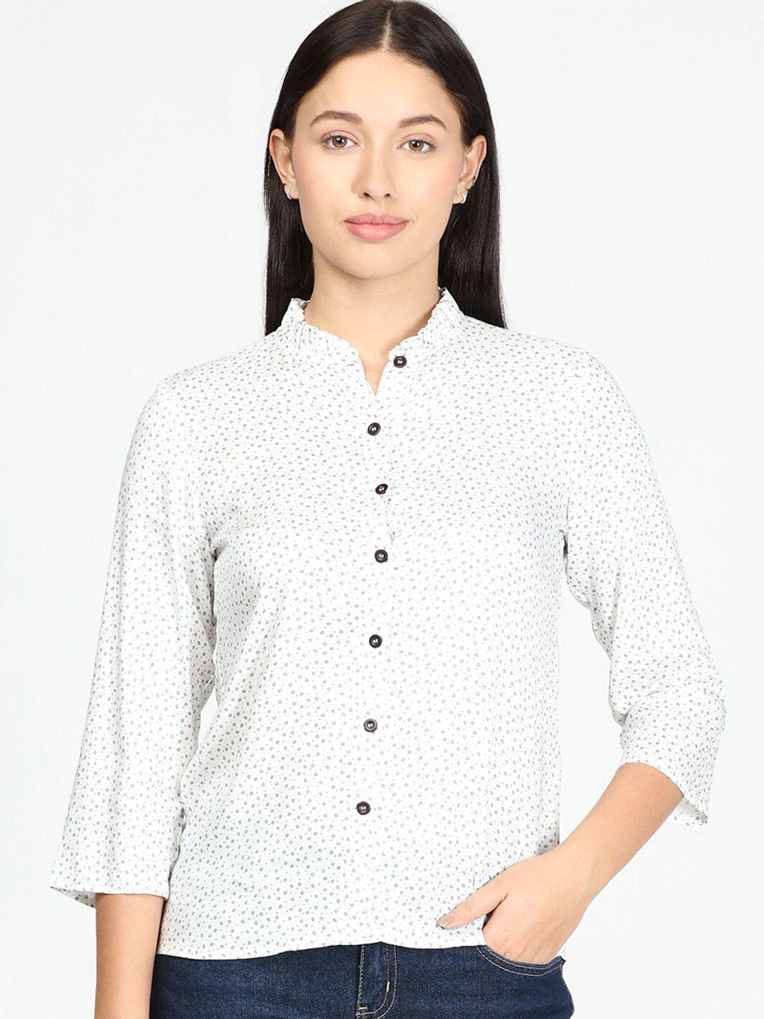 idk white & black print shirt style top