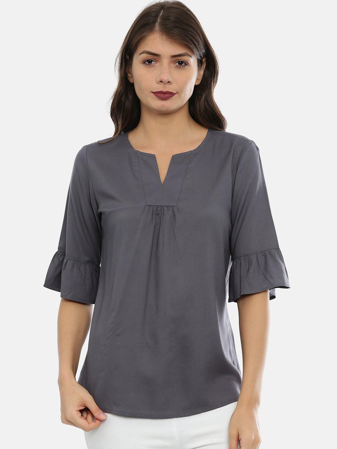 idk women grey solid top